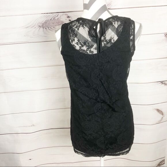 CAbi Black “Date Night Top” lace lined tunic size Extra Small - Picture 3 of 6